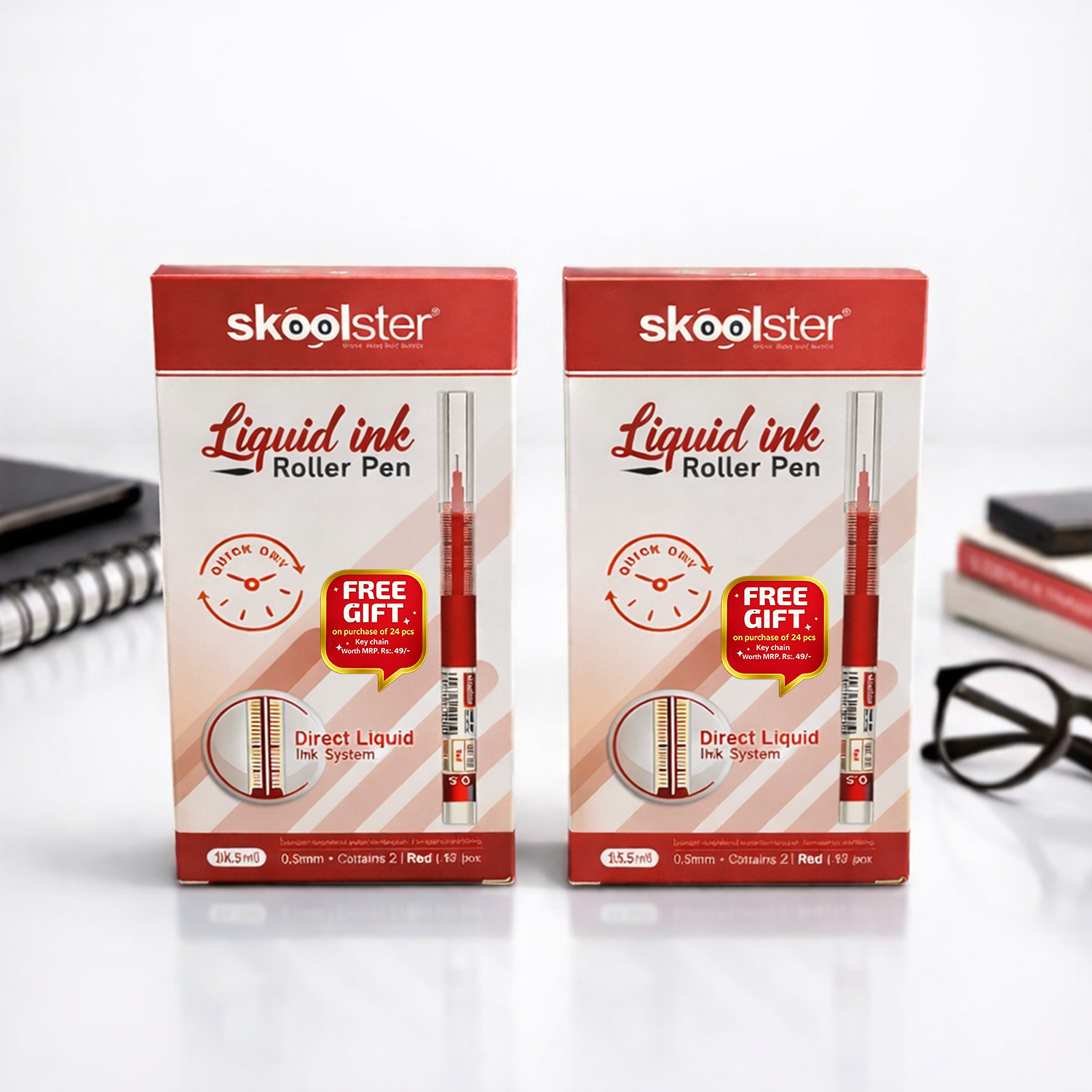 Liquid Ink Roller Pen 0.5mm, Pack of 24, Smooth Quick-Dry Writing Pens for Office, School, Professionals & Exams