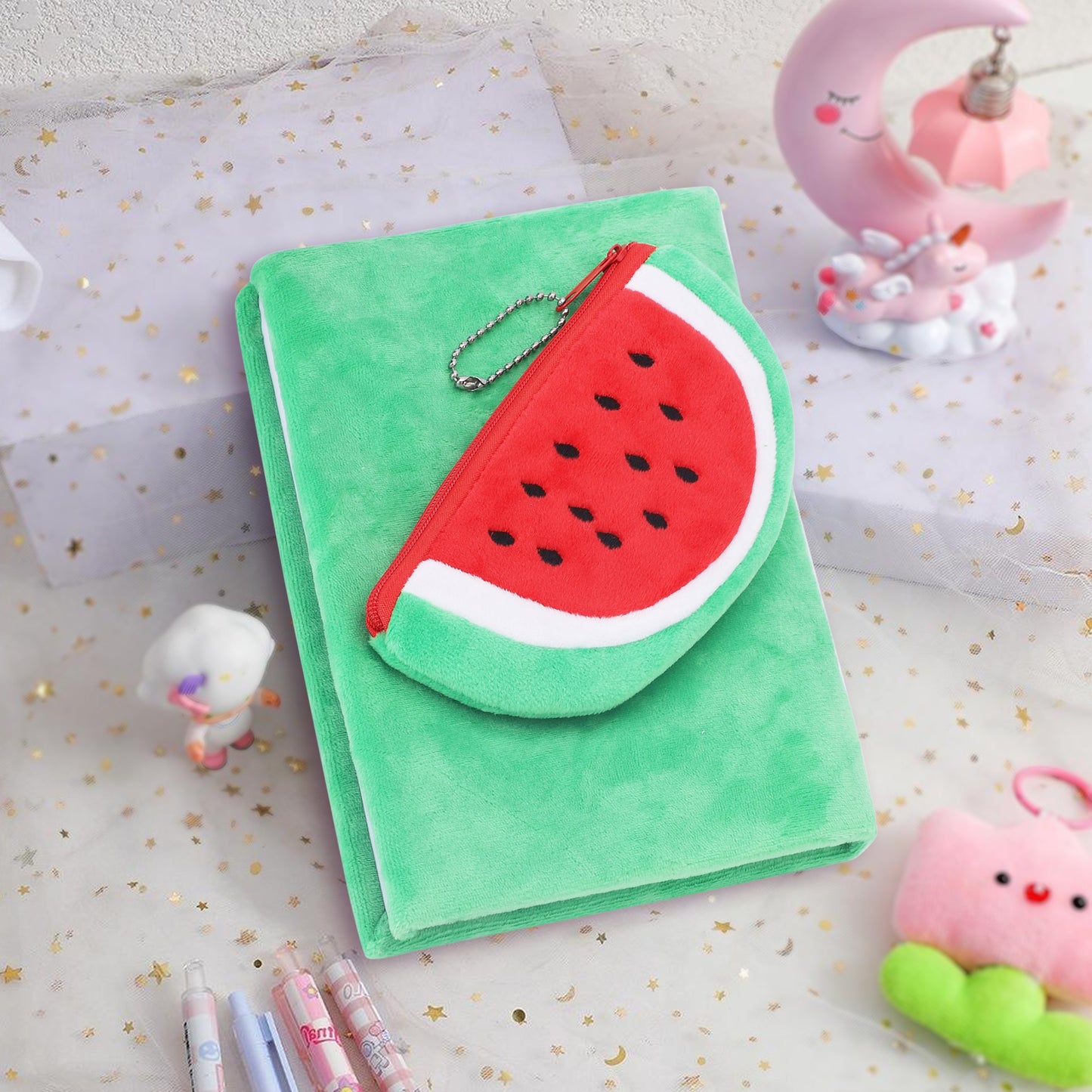 Fur Note Book with fruit shape Front pocket