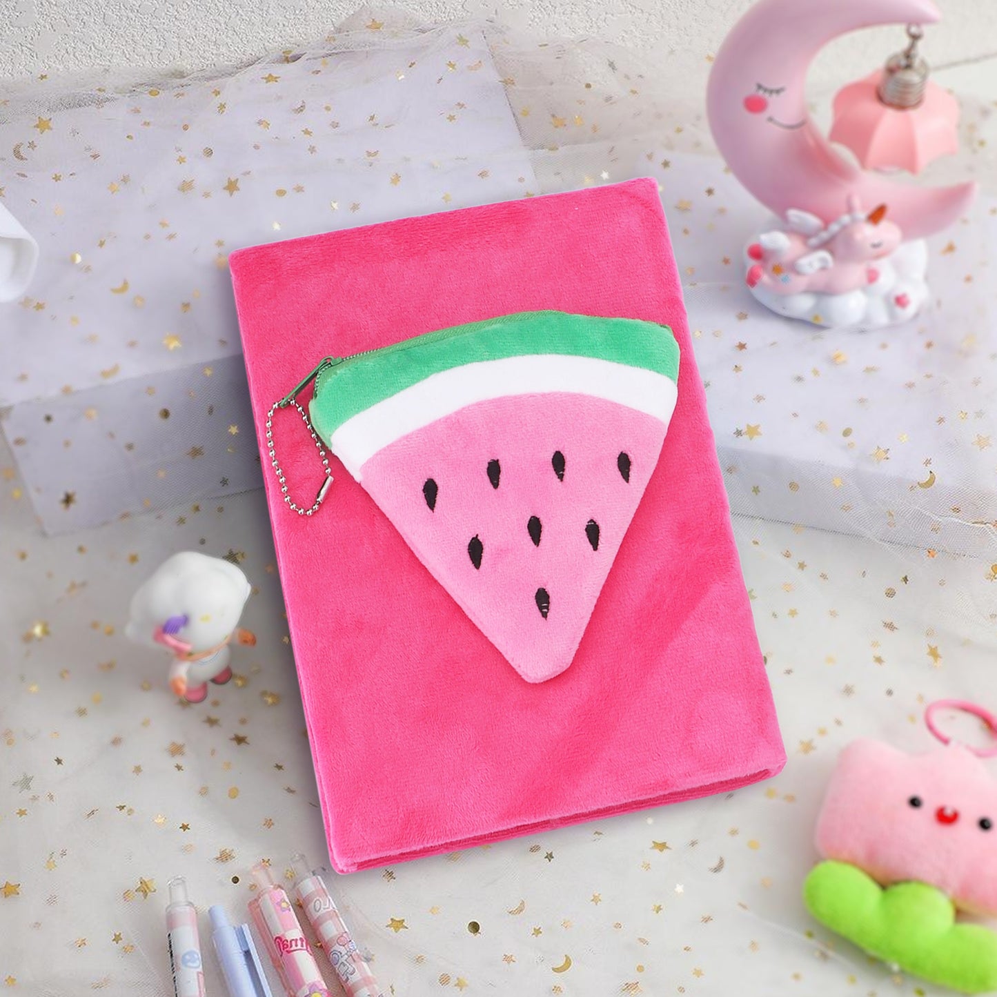 Fur Note Book with fruit shape Front pocket
