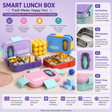Leakproof Stainless Steel Bento Lunch Box with Built-in Cutlery | Insulated 3-Compartment Meal Box for Kids & Adults