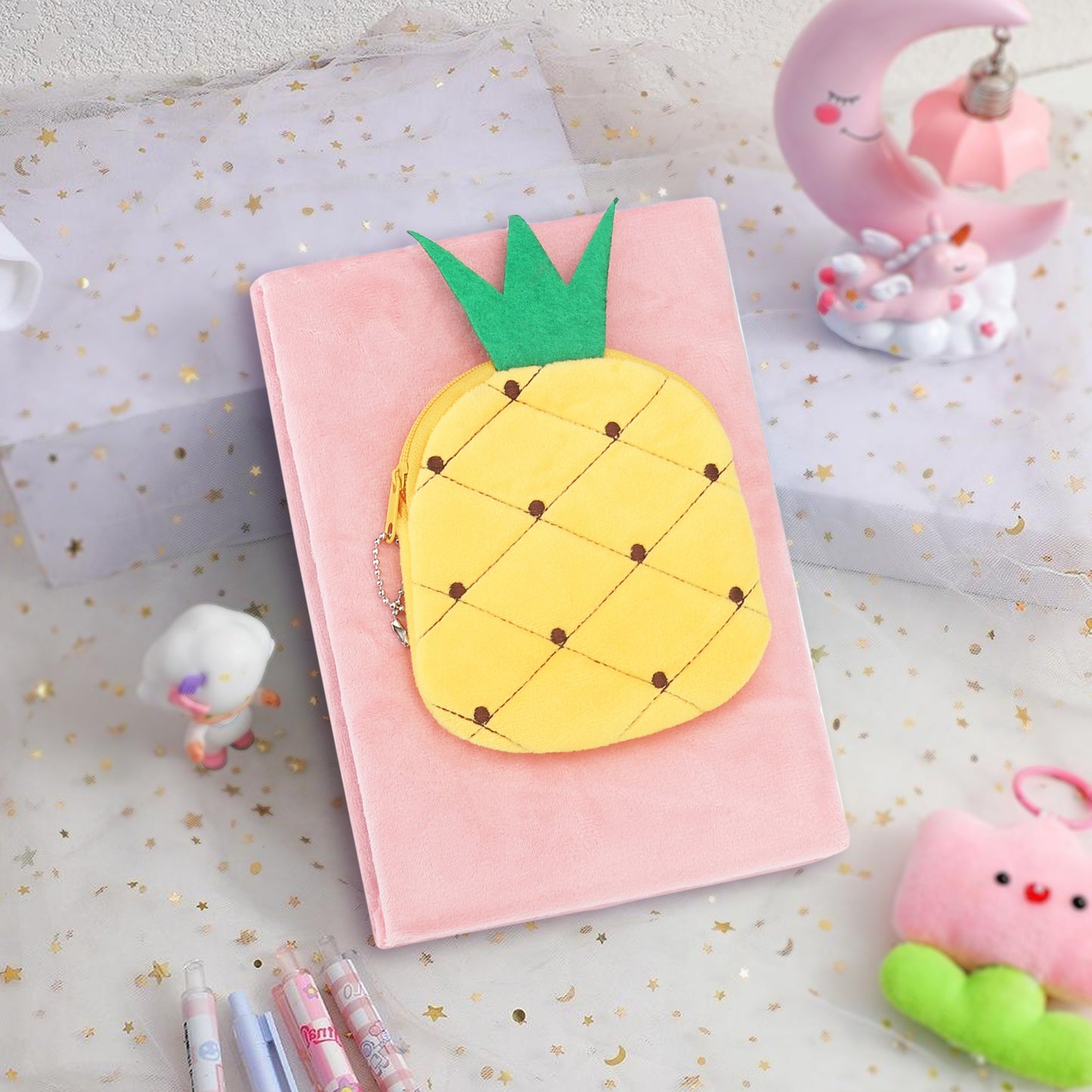 Fur Note Book with fruit shape Front pocket