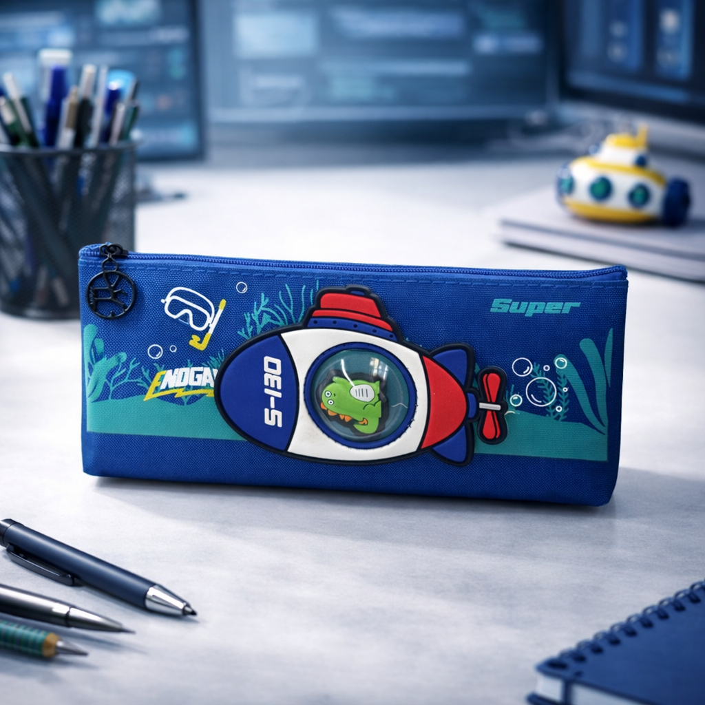 Spaceship Pencil Case/Pouch, with Zipper Closure