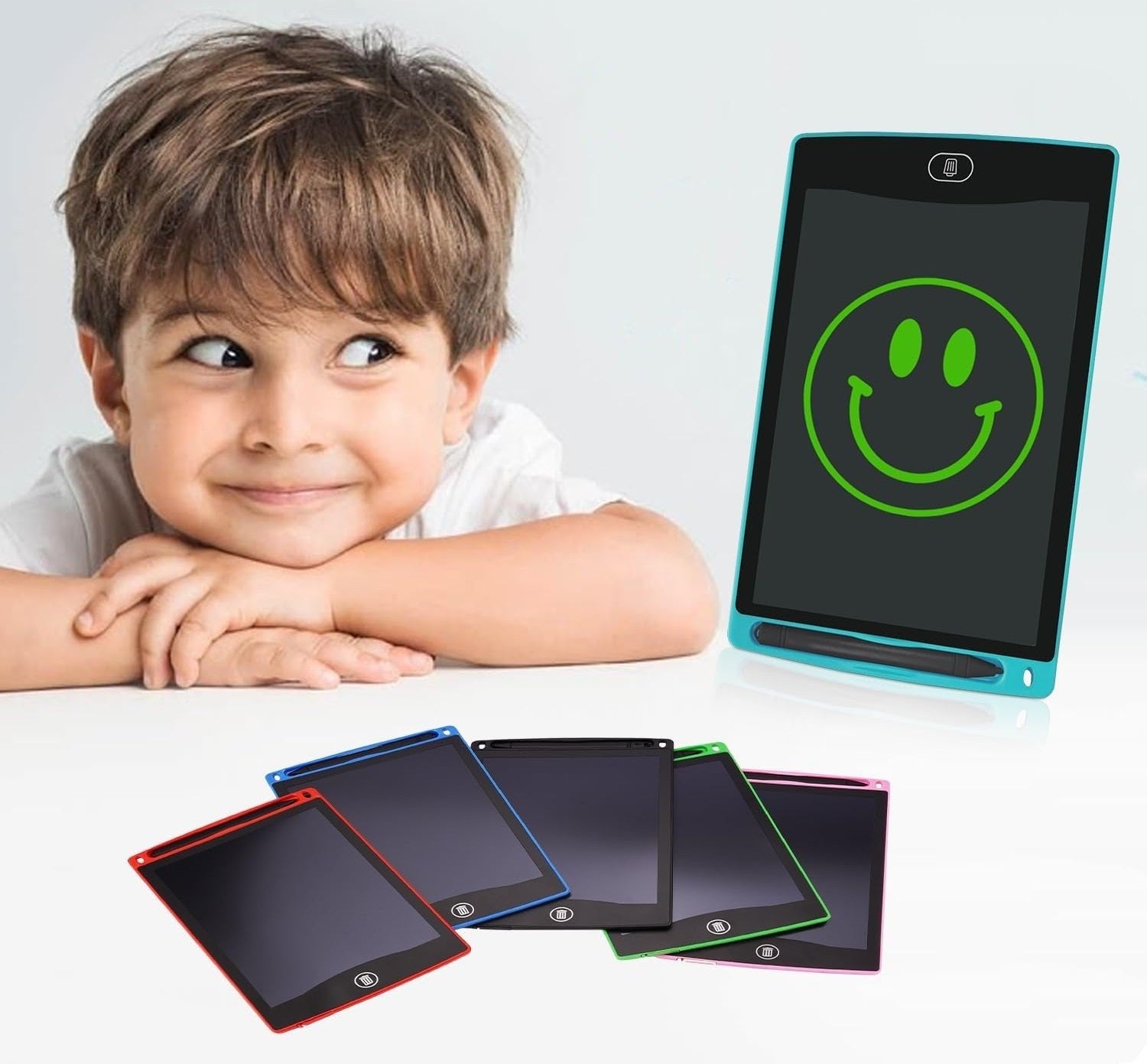 LCD Writing Tablet 8.5" inch with Stylus Pen and Rainbow Display Screen, for Learning, Drawing, Playing, and doodling Fun for Kids Pack of -2 (Assorted Colour)