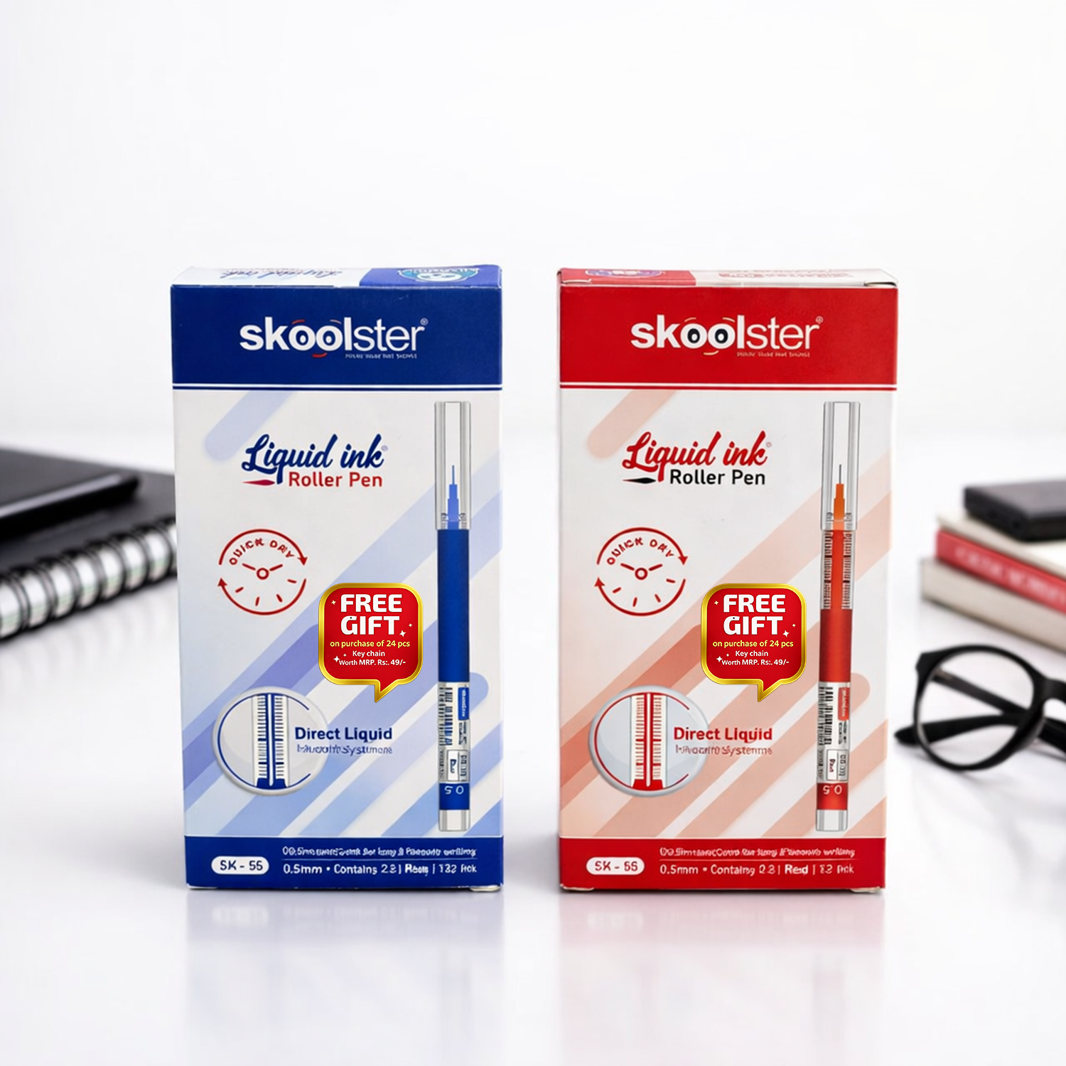 Liquid Ink Roller Pen 0.5mm, Pack of 24, Smooth Quick-Dry Writing Pens for Office, School, Professionals & Exams