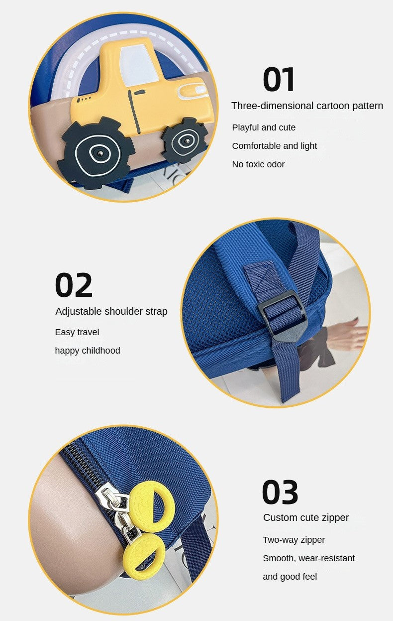 Kids 3D Cartoon Backpack, Lightweight Waterproof School Bag