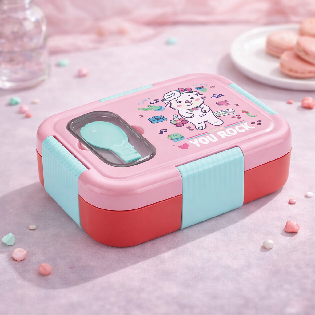 Leakproof Stainless Steel Bento Lunch Box with Built-in Cutlery | Insulated 3-Compartment Meal Box for Kids & Adults