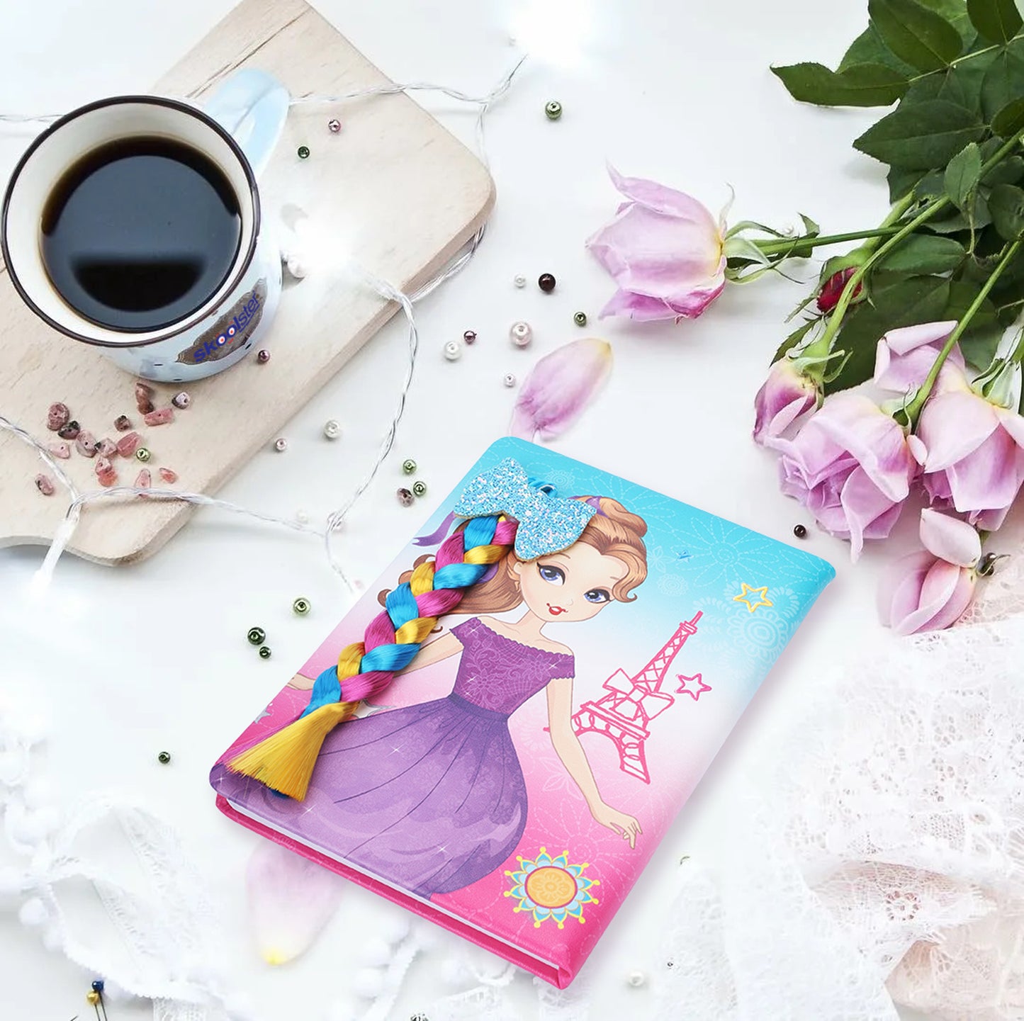 Princess Notebook A5 with faux Hair