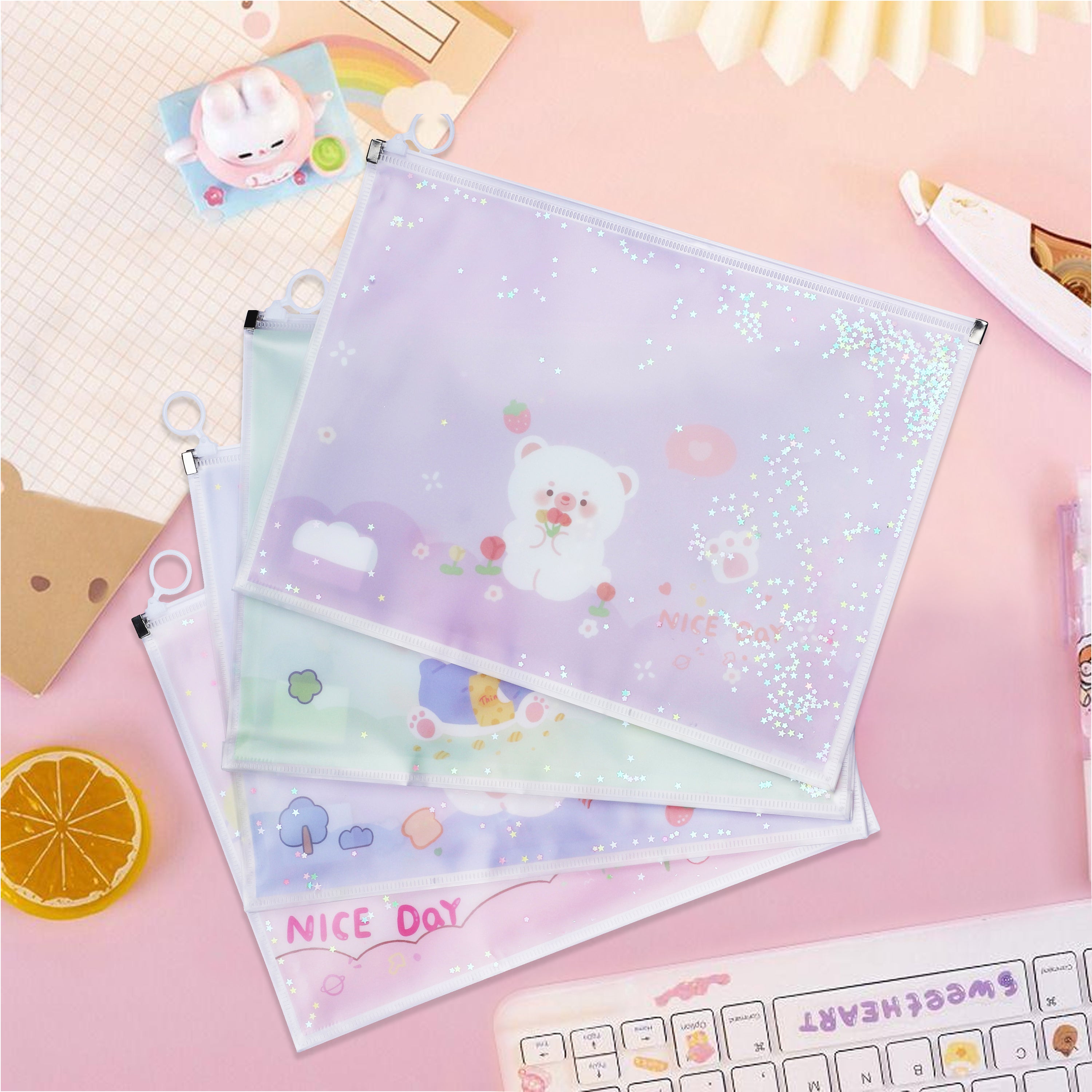 Documents folder with zip closure | A4 size ( Pack of 4 )