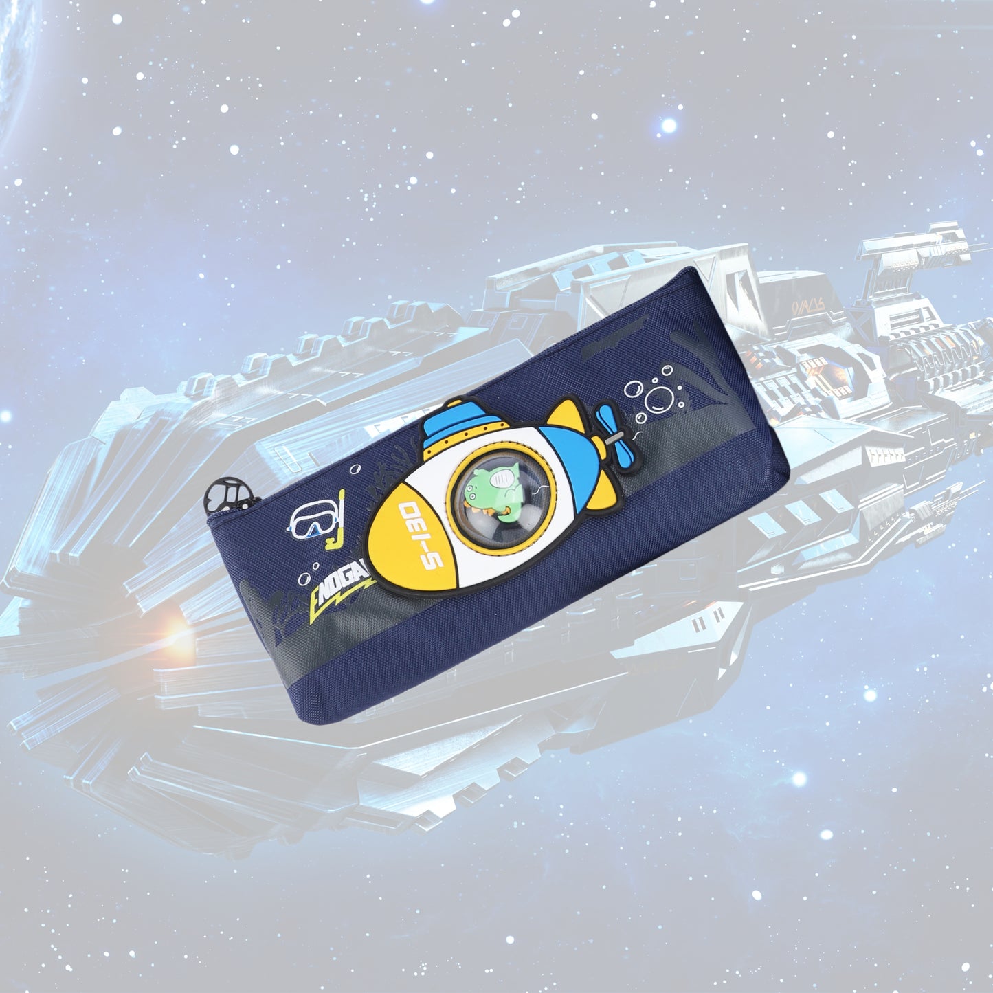 Spaceship Pencil Case/Pouch, with Zipper Closure