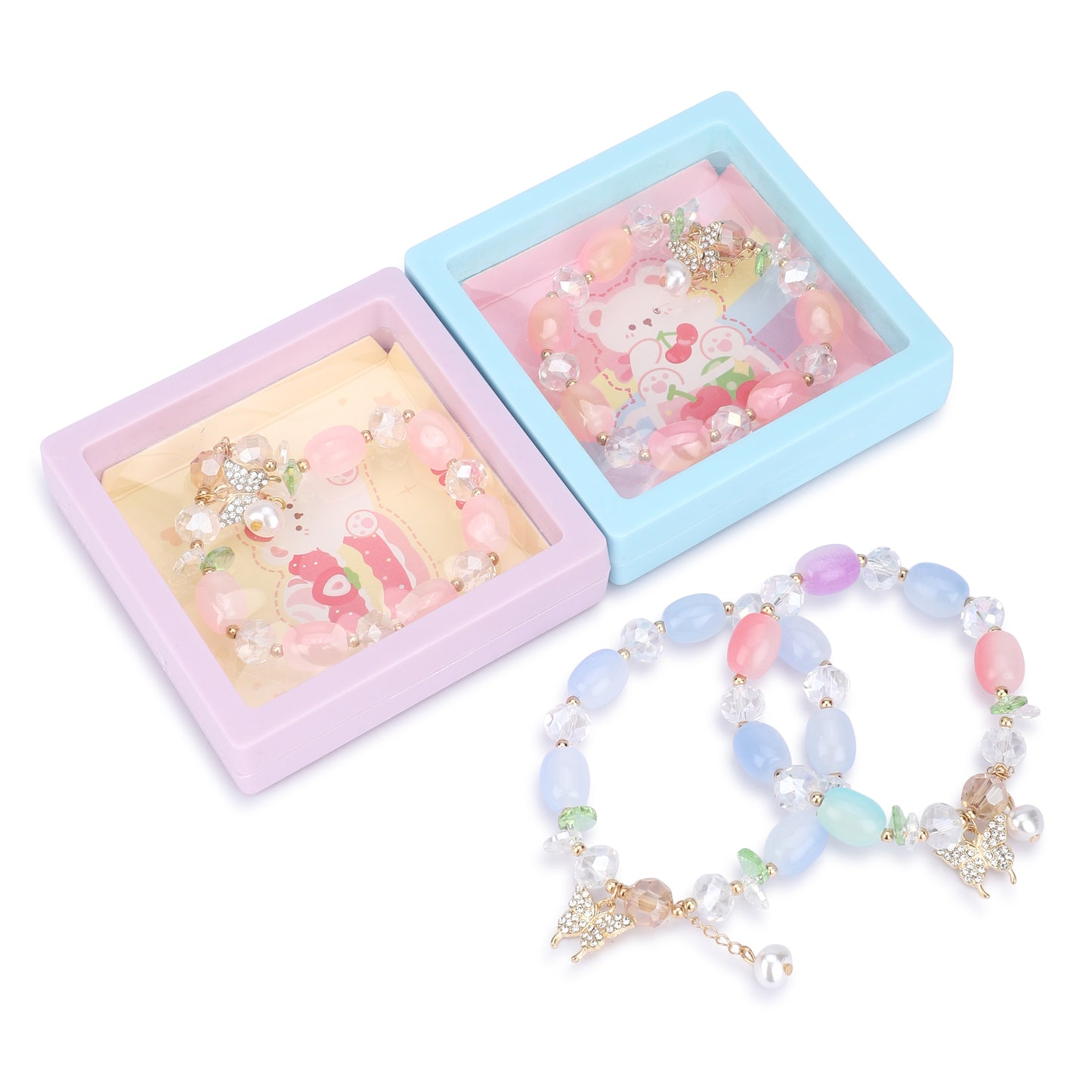 Luxe Kids Charm Bracelets for Girls ( set of 2 pcs ), Beaded Jewelry Gift Set