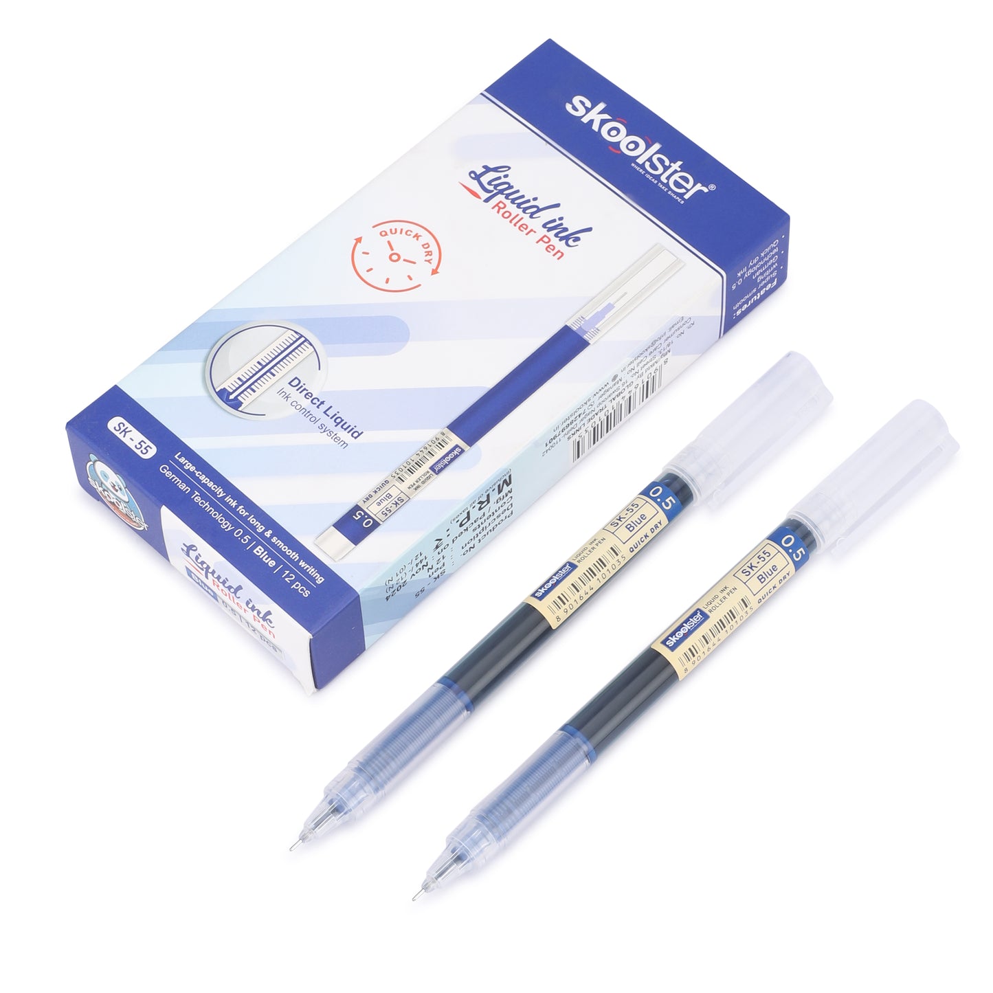 Liquid Ink Roller Pen 0.5mm, Pack of 24, Smooth Quick-Dry Writing Pens for Office, School, Professionals & Exams