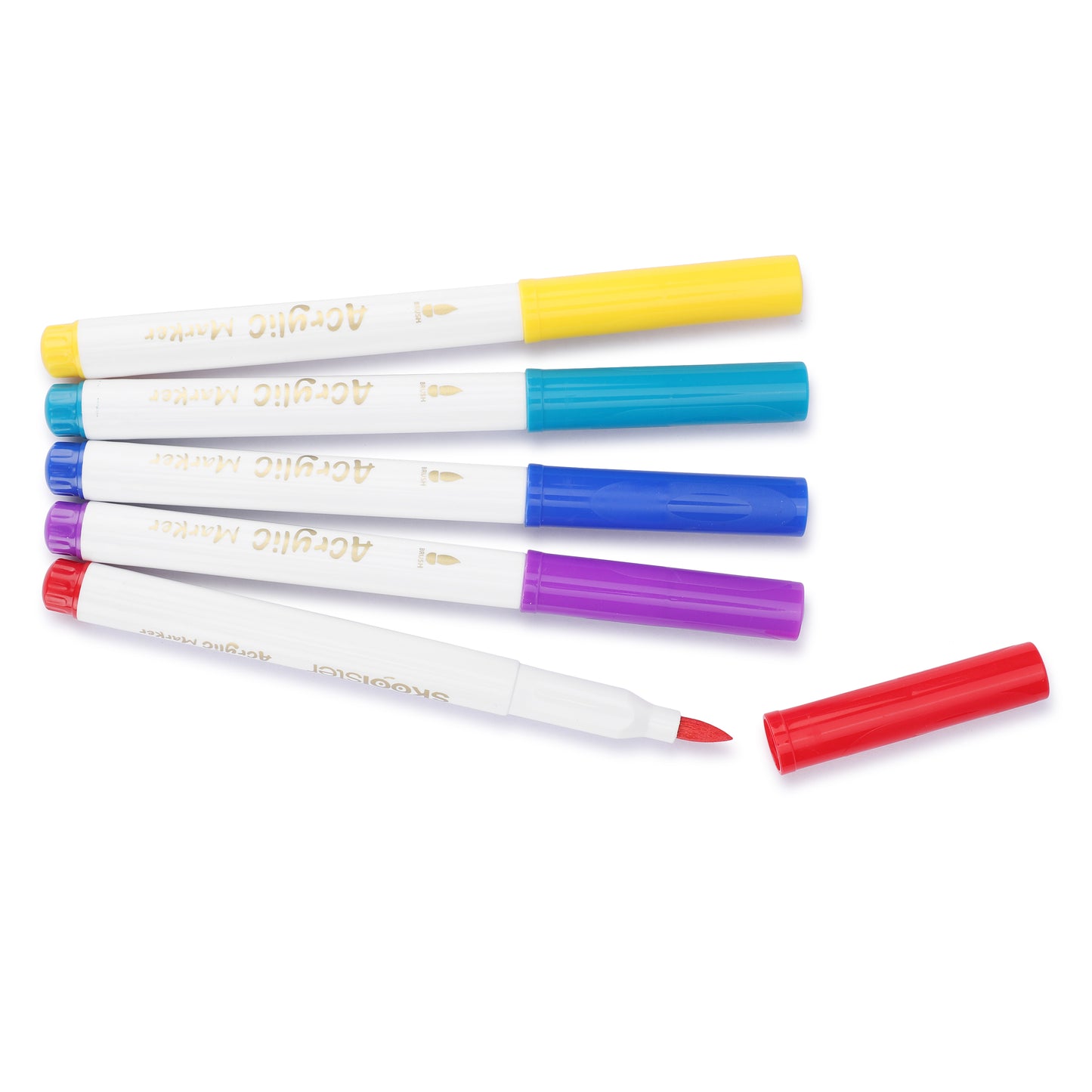 Premium Acrylic Markers Set of 24 – Rich Color Variety, Quick-Dry, Water-Based Ink, Soft Tip