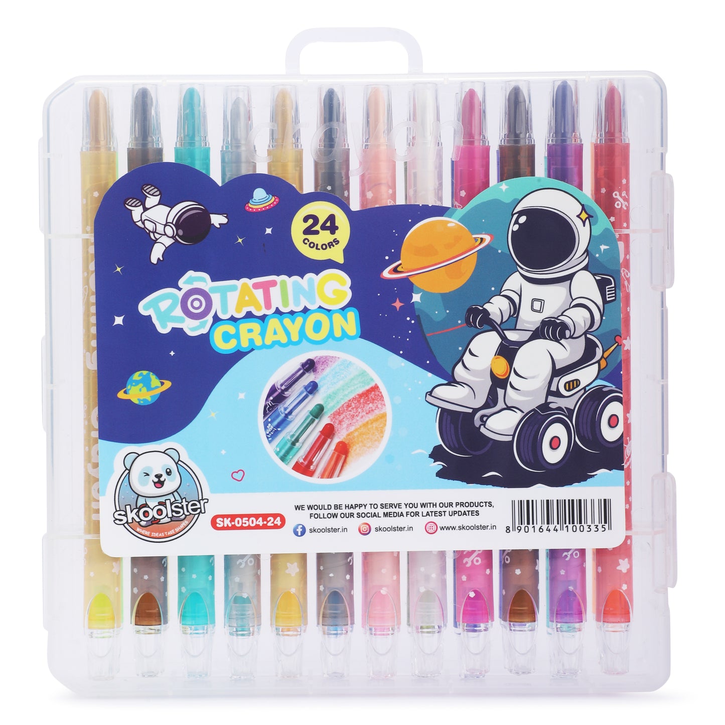 Twist crayons 24 shades with premium hard box