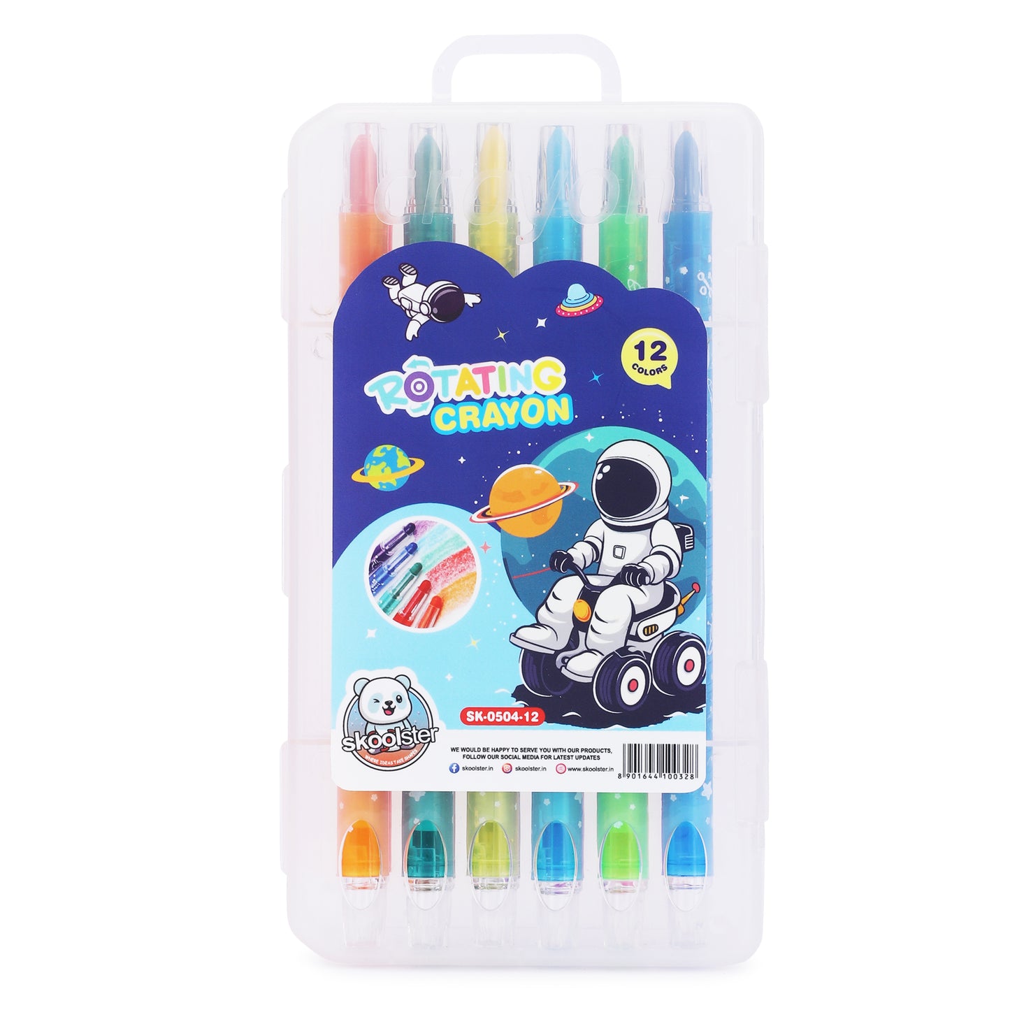 Twist crayons 12 shades with premium hard box