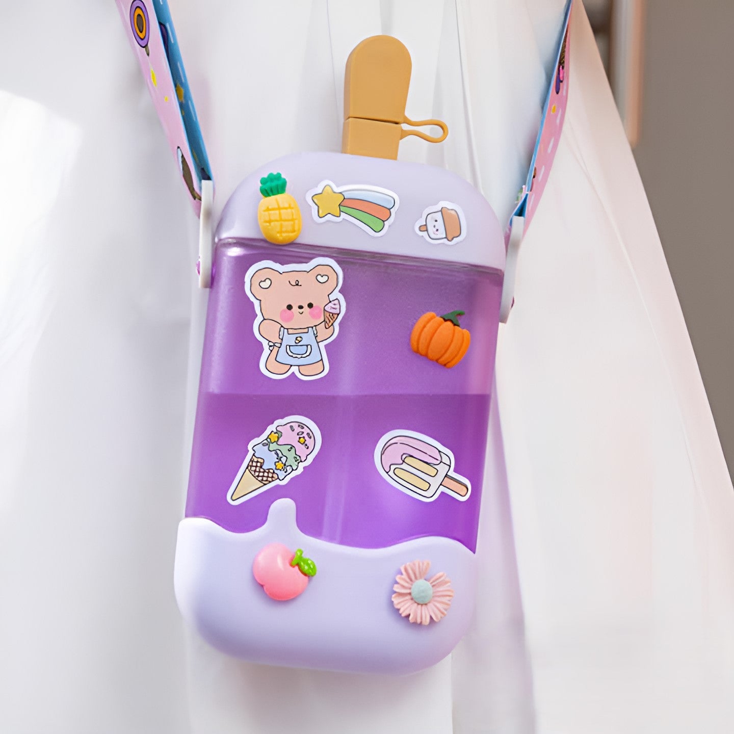 Ice Cream-Themed, Cute Kids’ Water Bottle – 400 ML, BPA-Free, Leak-Proof, with Stickers