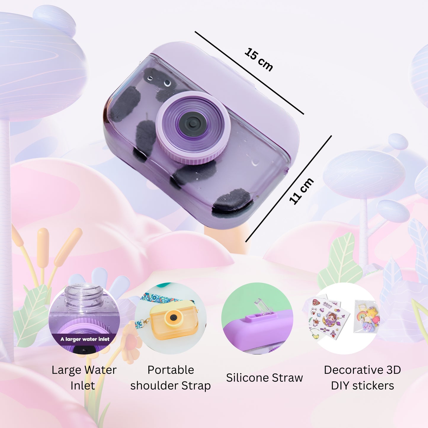 Camera Shaped Kid's Water Bottle – BPA-Free, Leak-Proof