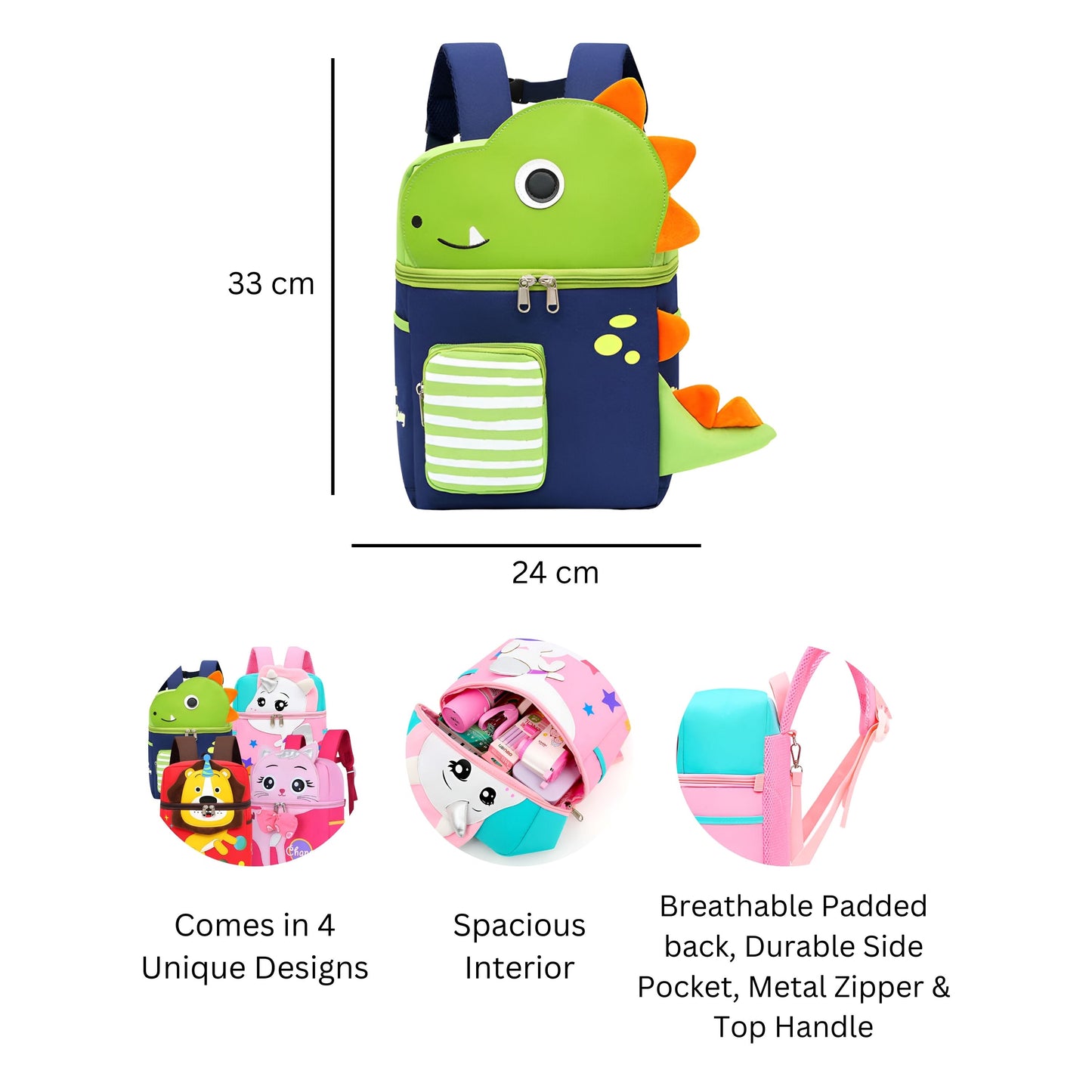 3D Cartoon Animal Kids Backpack for Boys/Girls