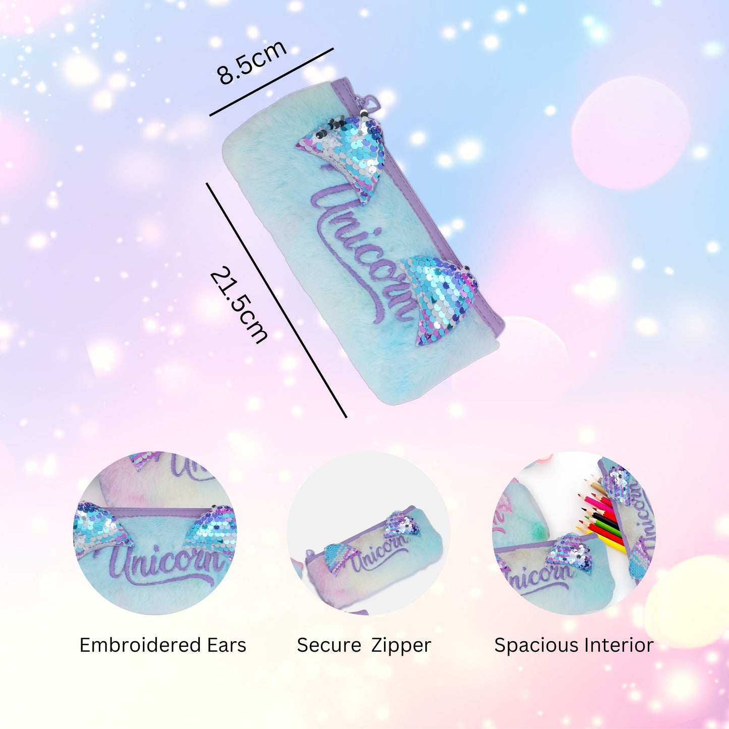 Premium Unicorn Furry Pencil Case/Pouch