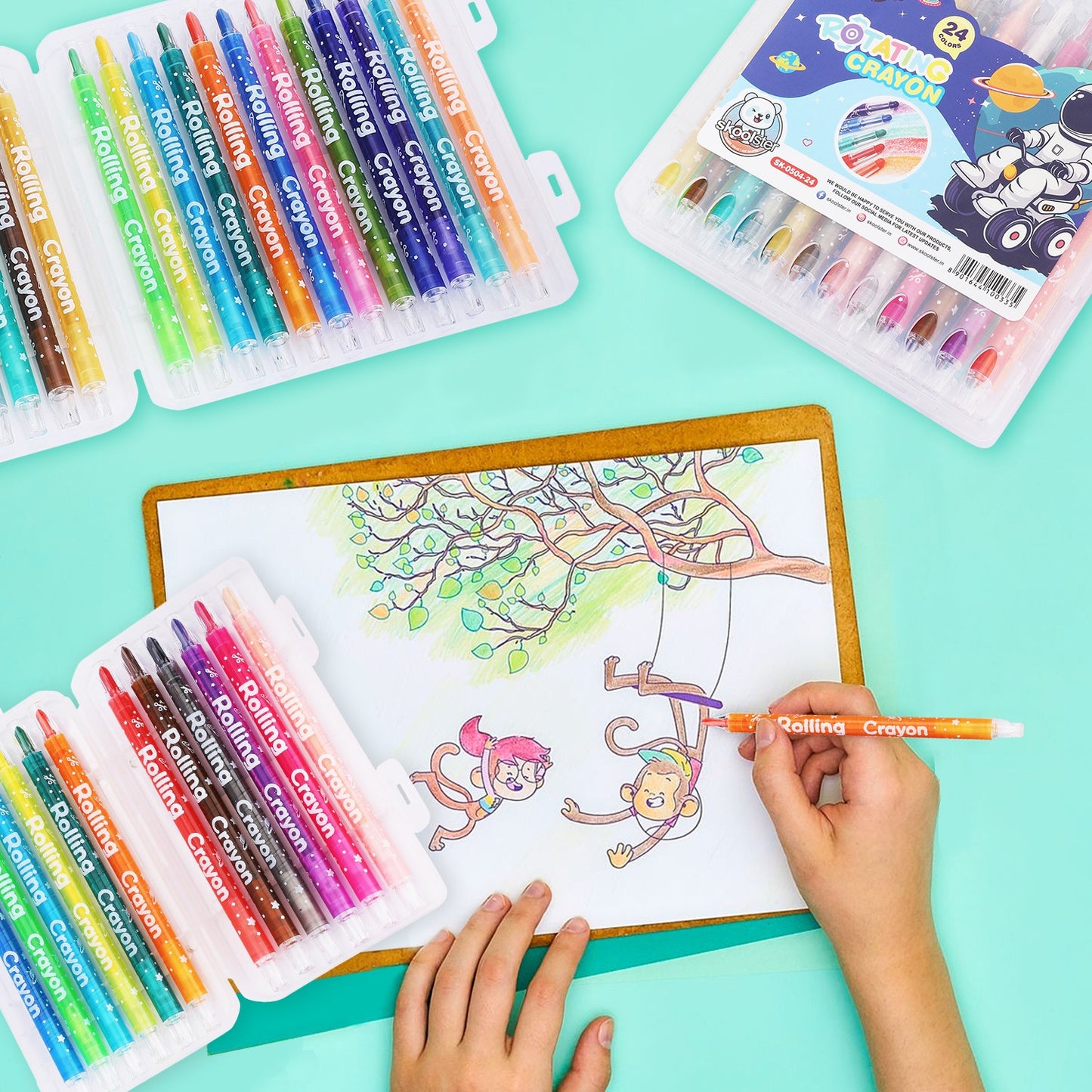 Twist crayons 24 shades with premium hard box