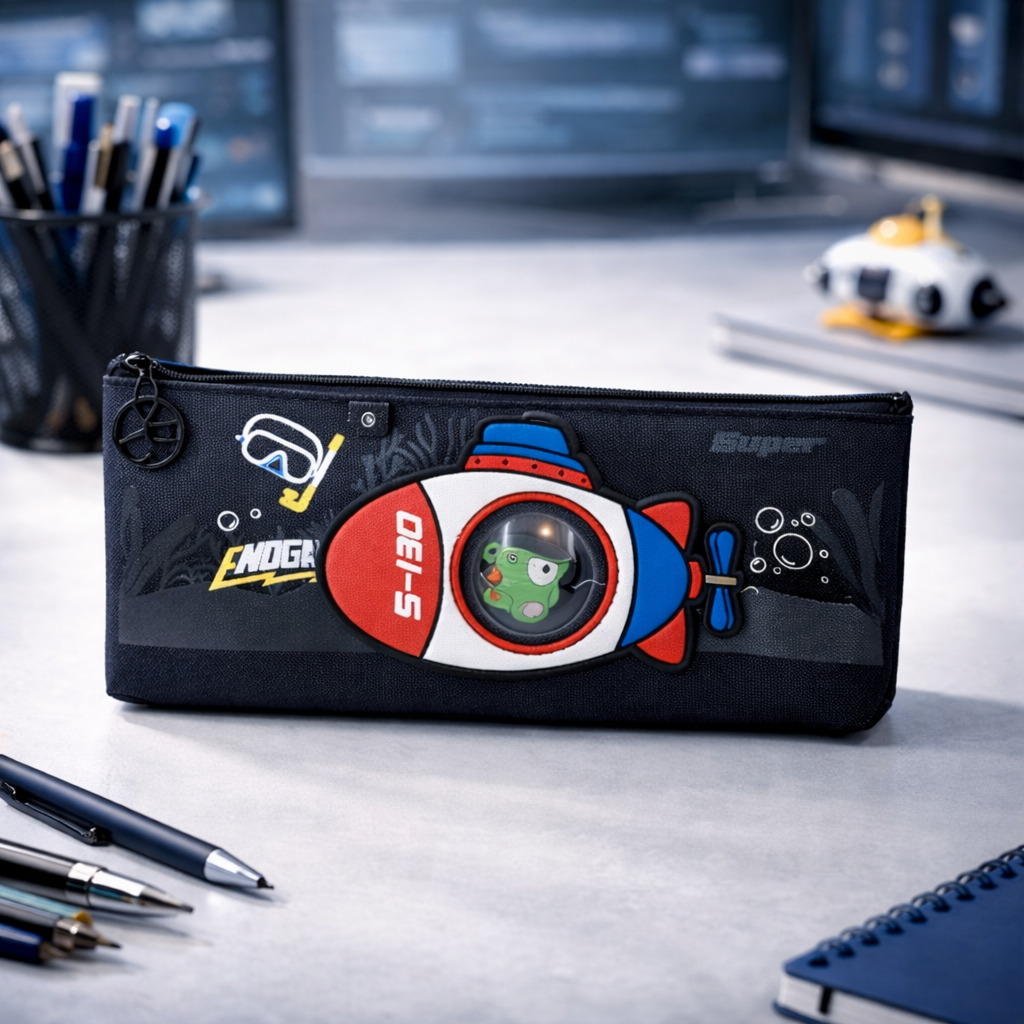 Spaceship Pencil Case/Pouch, with Zipper Closure