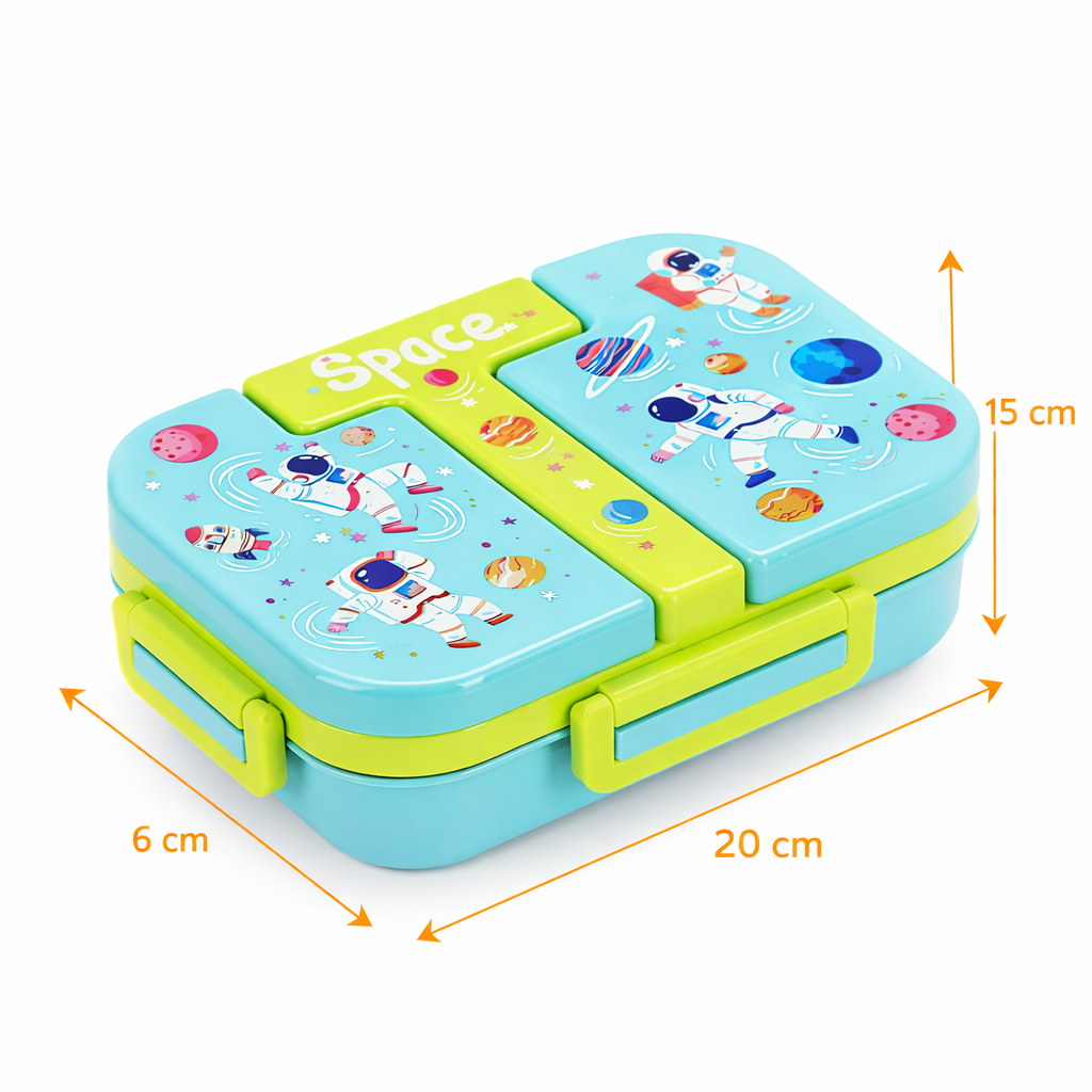 Kids Cartoon Stainless Steel Lunch Box | Leakproof Bento Tiffin Box with Compartments for School