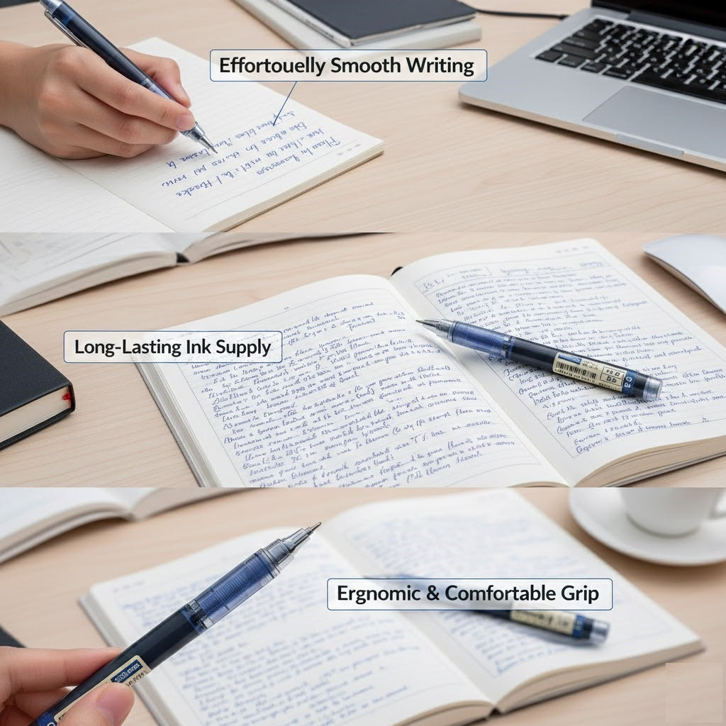 Liquid Ink Roller Pen 0.5mm, Pack of 24, Smooth Quick-Dry Writing Pens for Office, School, Professionals & Exams