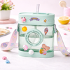 Cute Camera Shape Kids Water Bottle 450ml with Straw & Strap | Leakproof Sipper Bottle for School