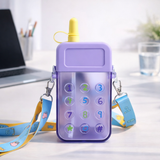 Cute Phone Design Kids Water Bottle with Strap | Leakproof Sipper Bottle-300ML | portable School Bottle