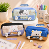 Cute Cat Pencil Case for Kids – Large Capacity Stationery Organizer with 3D Cat Design, Zipper School Pencil Pouch for Girls and Boys