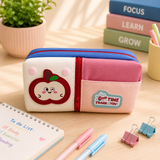 Cute Apple Pencil Case for Kids – Large Capacity Multi-Compartment Stationery Organizer with Zipper, School Pencil Pouch for Boys and Girls