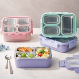 Leakproof Stainless Steel Bento Lunch Box with Transparent Lid | 3 Compartment Food Storage Box for Kids & Adults
