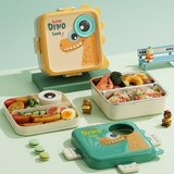 Cute Dinosaur Kids Lunch Box with Stainless Steel Tray | Leakproof Bento Tiffin Box | Multi-Compartment School Lunch Container