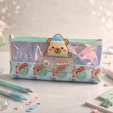 Cute Bear Holographic Pencil Case for Kids – Large Capacity Transparent Stationery Pouch with Zipper, School Pen Organizer for Girls