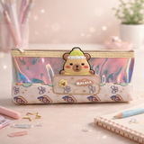 Cute Bear Holographic Pencil Case for Kids – Large Capacity Transparent Stationery Pouch with Zipper, School Pen Organizer for Girls