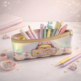 Cute Bear Holographic Pencil Case for Kids – Large Capacity Transparent Stationery Pouch with Zipper, School Pen Organizer for Girls