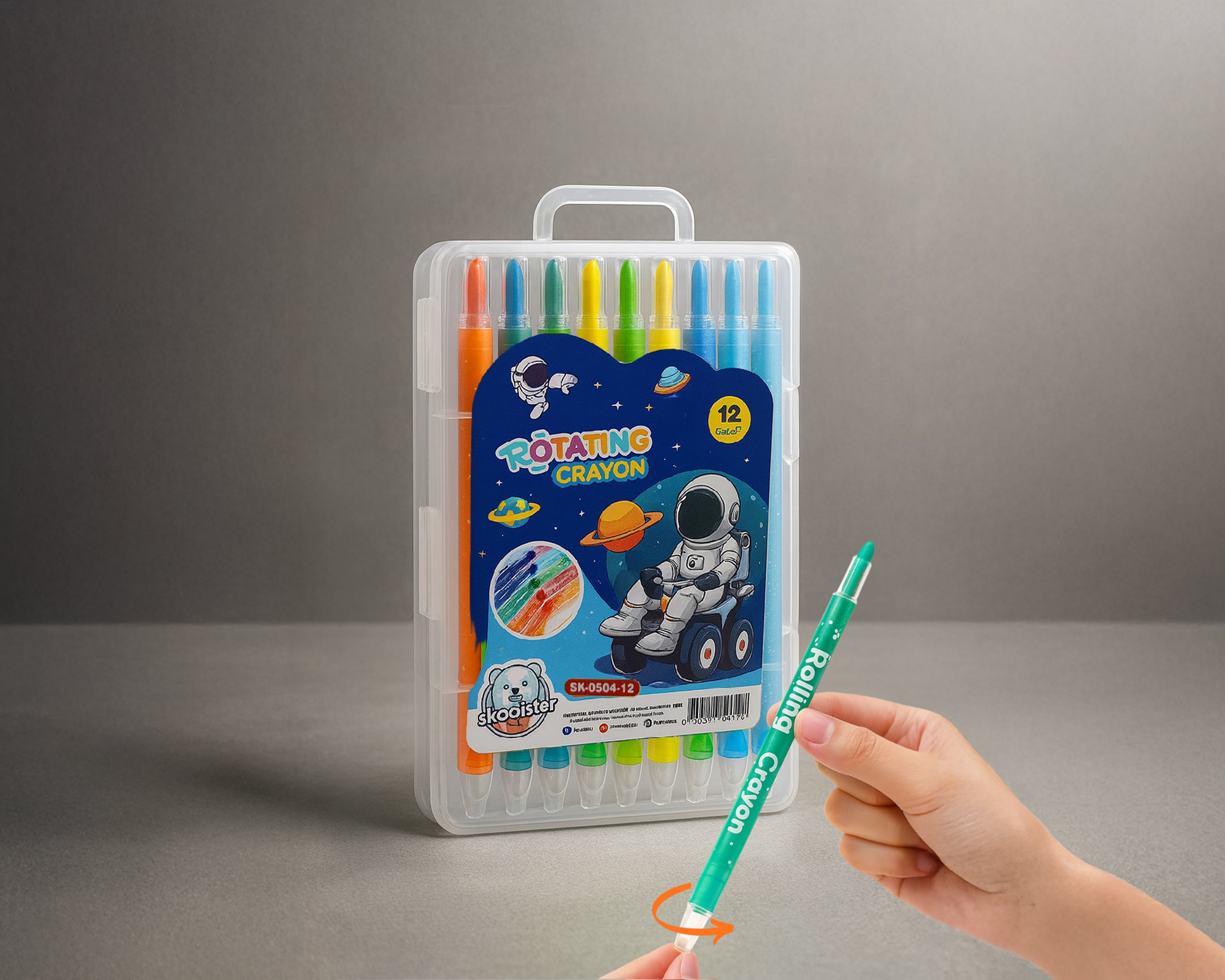 Twist crayons 12 shades with premium hard box