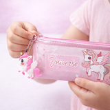 Unicorn Pencil Case for Girls – Large Capacity Zipper Stationery Pouch with Unicorn Keychain, Cute School Pen Organizer