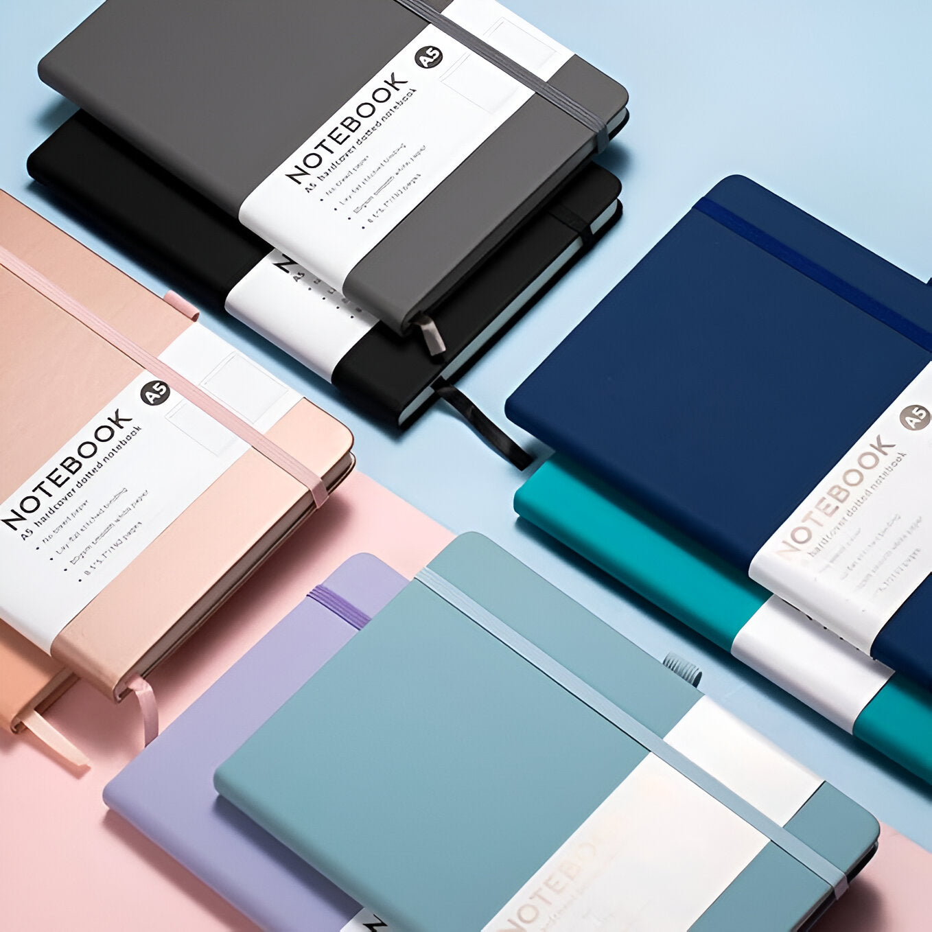 Premium pastel Notebooks A5 with elastic band