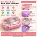 750ML Leakproof Stainless Steel Bento Lunch Box with Spoon & Chopsticks | 2-Compartment Meal Box for Kids & Adults