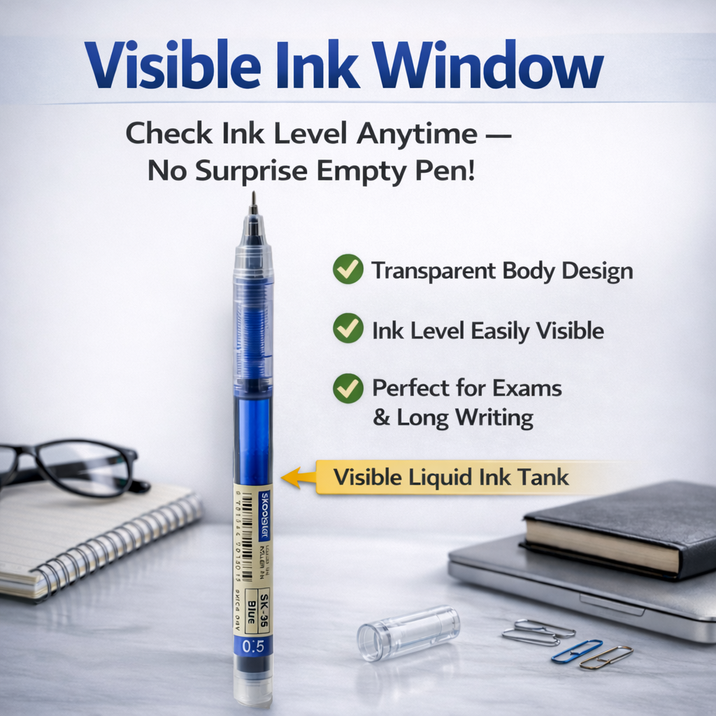 Liquid Ink Roller Pen 0.5mm, Pack of 24, Smooth Quick-Dry Writing Pens for Office, School, Professionals & Exams