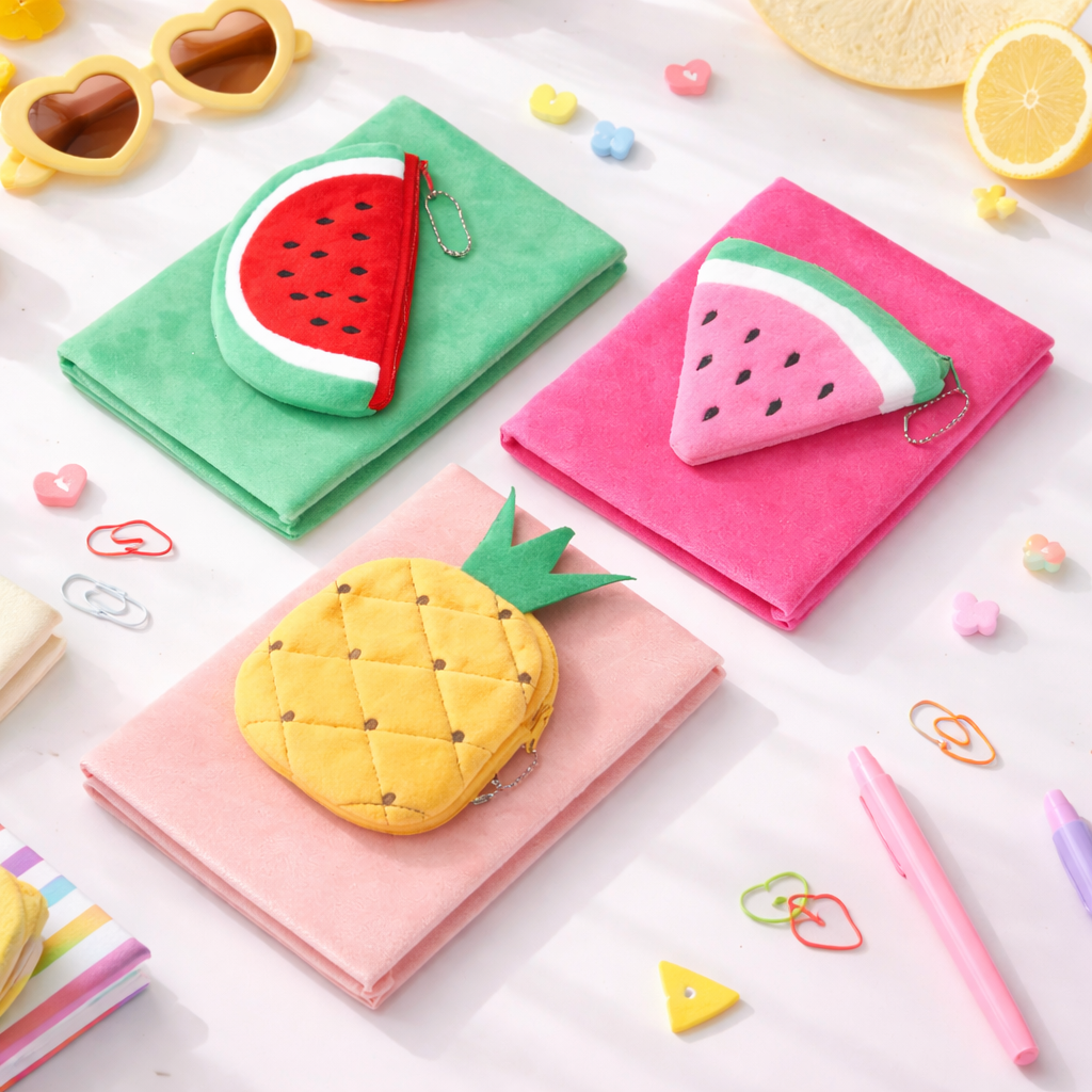 Fur Note Book with fruit shape Front pocket
