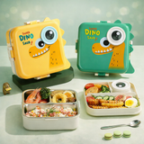 Cute Dinosaur Kids Lunch Box with Stainless Steel Tray | Leakproof Bento Tiffin Box | Multi-Compartment School Lunch Container