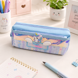 Unicorn Pencil Case for Girls – Large Capacity Double Zipper Stationery Organizer with Holographic Pocket, Cute School Pencil Pouch