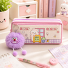 Cute Rabbit Pencil Pouch for Girls with Pom-Pom Keychain | Kawaii Zipper Pen Case | Stylish Stationery Organizer