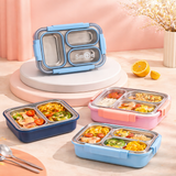 710ML Leakproof Stainless Steel Bento Lunch Box with Spoon & Chopsticks | 3-Compartment Meal Prep Box