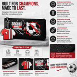 Football Soccer Pencil Case for Kids – Large Capacity Zipper Stationery Pouch with Jersey Keychain, School Pen Organizer for Boys