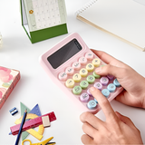 Cute Pastel Calculator– Big Button, 12 Digit Display, Dual Power, Aesthetic