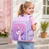 Unicorn Kids School Backpack | Water-Resistant Lightweight Bag with Ergonomic Back Support | Cute Girls School Bag