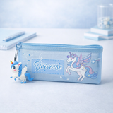 Unicorn Pencil Case for Girls – Large Capacity Zipper Stationery Pouch with Unicorn Keychain, Cute School Pen Organizer