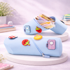 Cute Silicone Pencil Pouch for Kids | Large Capacity Standing Pen Case | Waterproof Stationery Organizer